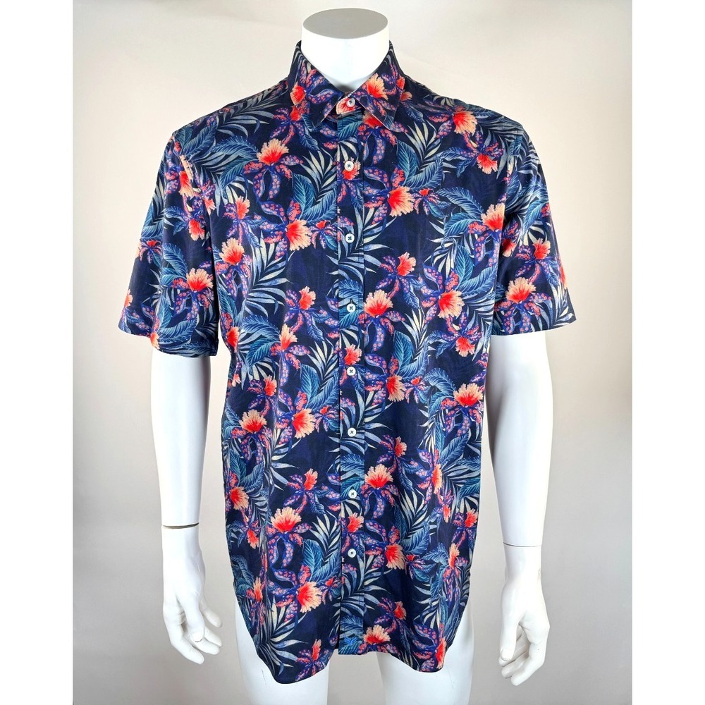 Buttercloth Short Sleeve Tall Fit Men XL EUC Stretch Cotton Button-up‎ Collared